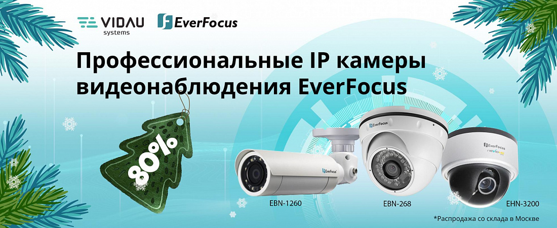 Скидки до 80%! Распродажа IP камер видеонаблюдения EverFocus.